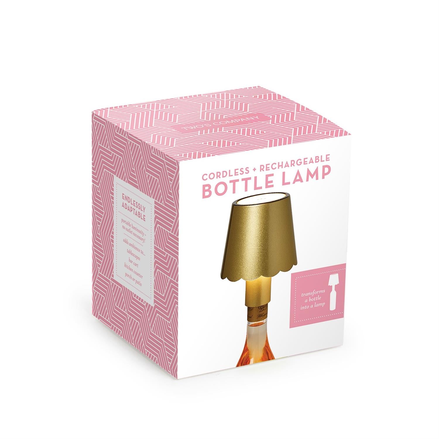 LED Touchable Gold Scalloped Lampshade with Bottle Stopper in Gift Box