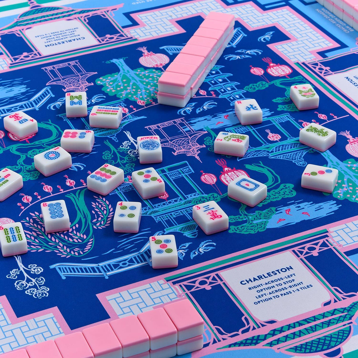 Blue Pagoda Mahjong Mat