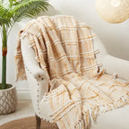 Rustic Fringed Striped Throw