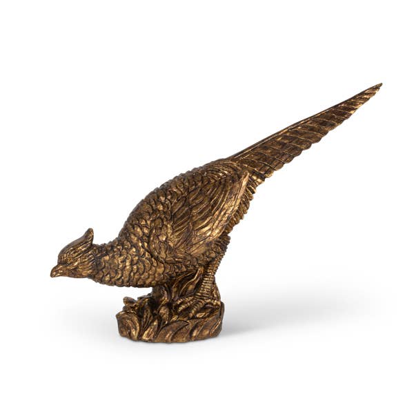 Bronze Resin Tabletop Pheasant, 13.6"L