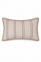 Neutral Striped Throw Pillow with Braided Trim