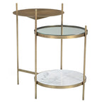 Levy Iron Side Table – Marble and Brass