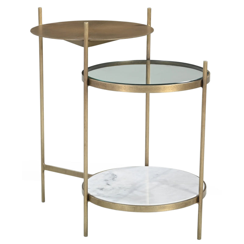 Levy Iron Side Table – Marble and Brass