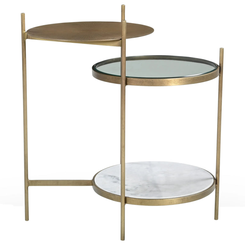 Levy Iron Side Table – Marble and Brass