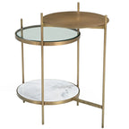 Levy Iron Side Table – Marble and Brass