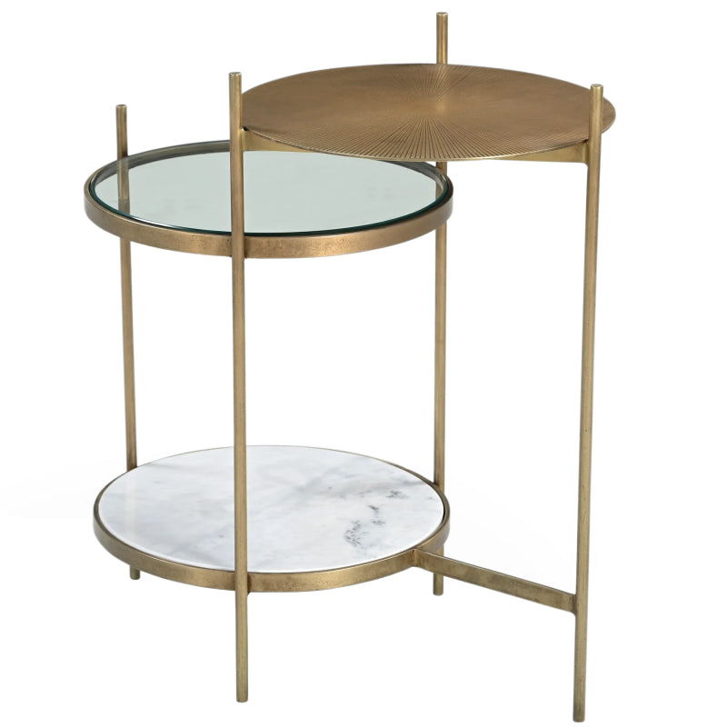 Levy Iron Side Table – Marble and Brass