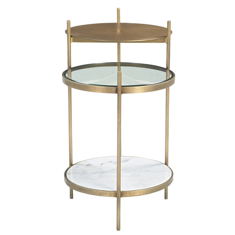 Levy Iron Side Table – Marble and Brass