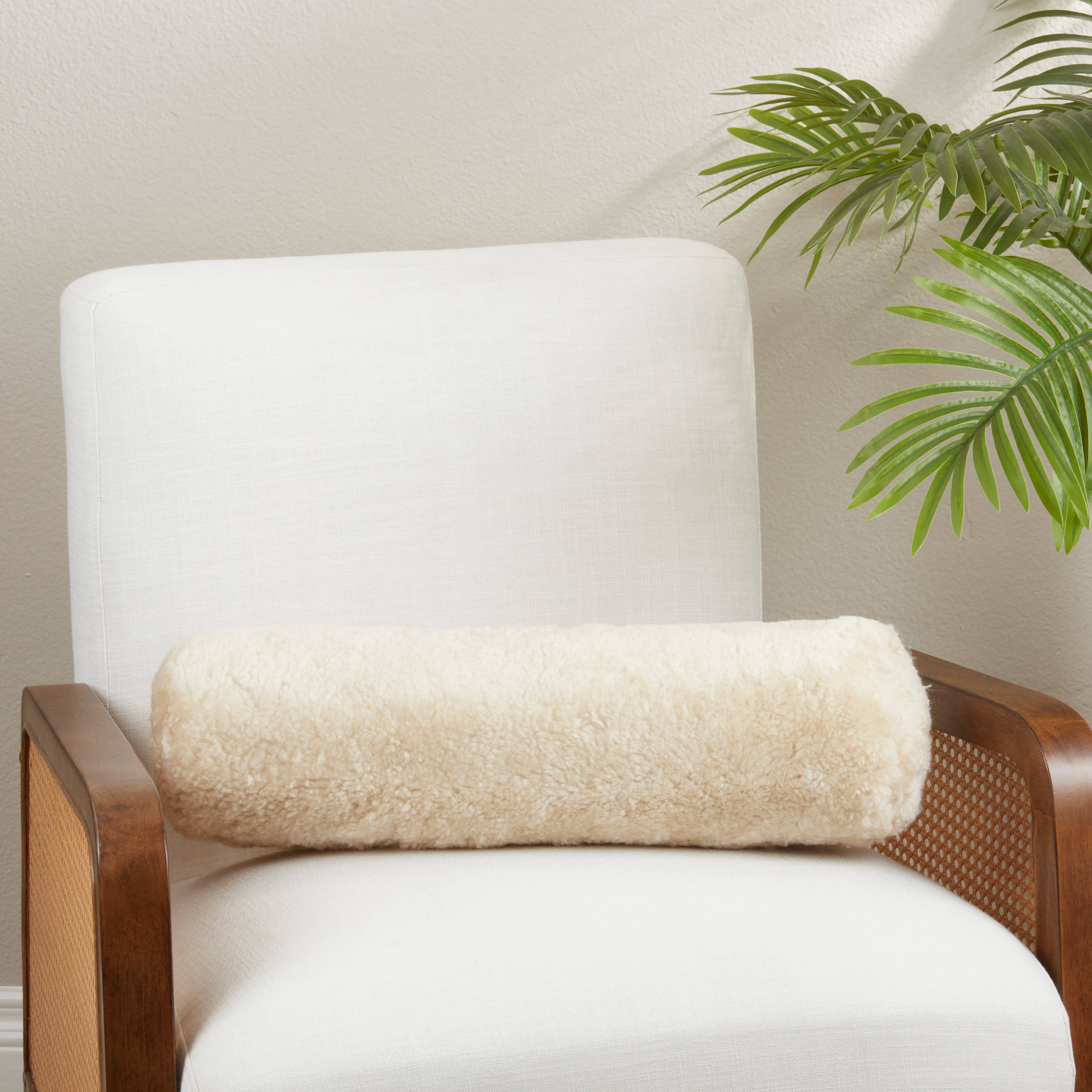 Luxurious New Zealand Sheepskin Bolster Pillow 6x20