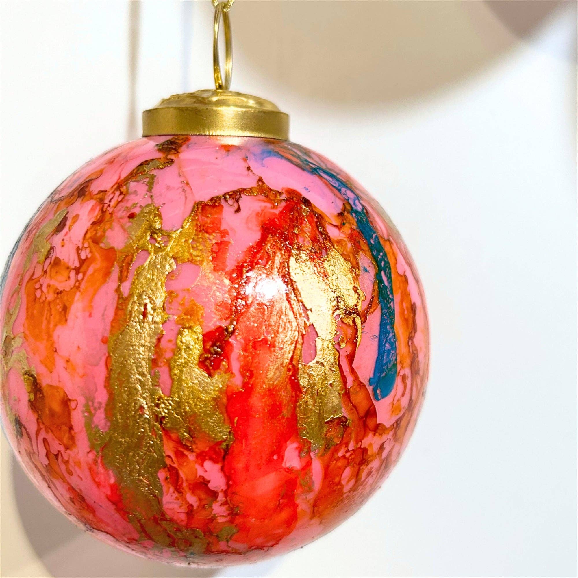 Multi Color Watercolor Glass Ball Ornament 6"