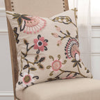 Pink 20"x20" Floral/Botanical Cottage Cotton Throw Pillow