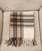 Brown Classic Plaid Tassel Trim 50x60 Inch Throw Blanket