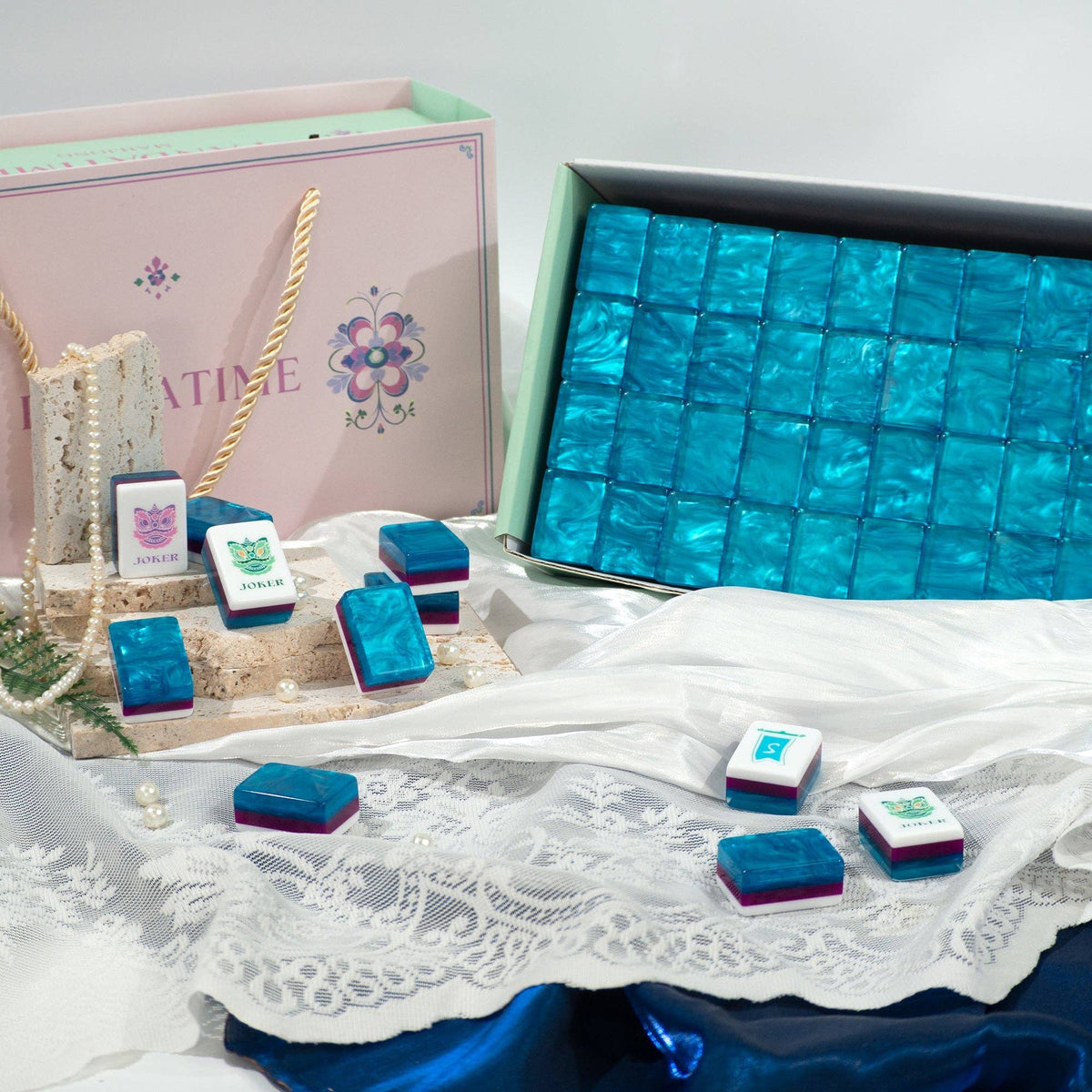Garden Party Mahjong Set - Sapphire Blue 09-01
