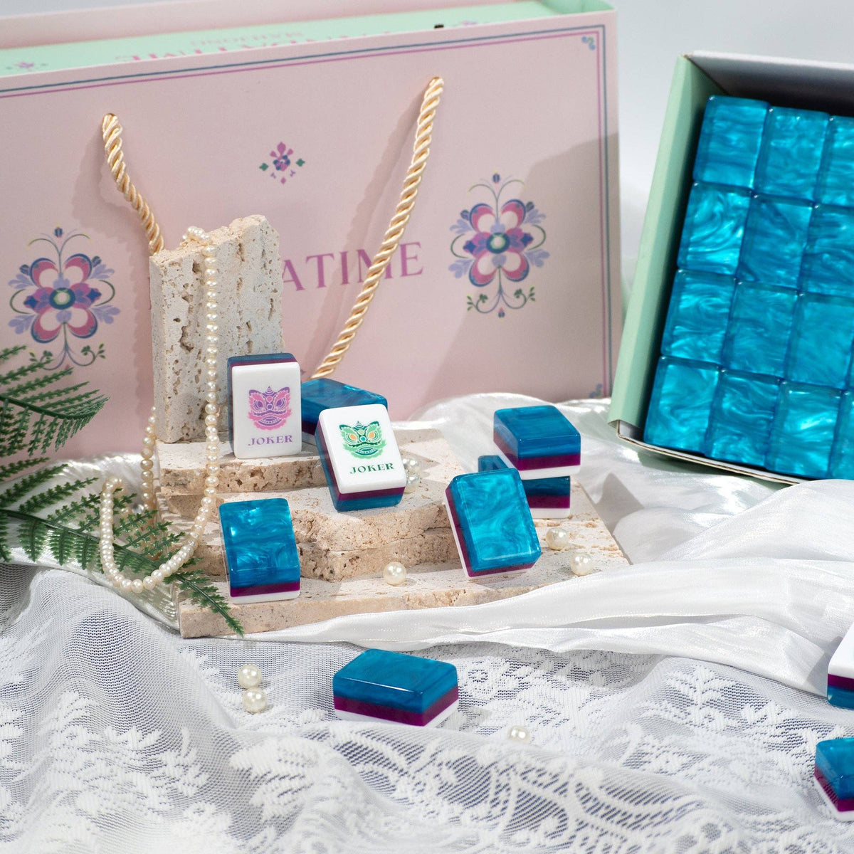 Garden Party Mahjong Set - Sapphire Blue 09-01