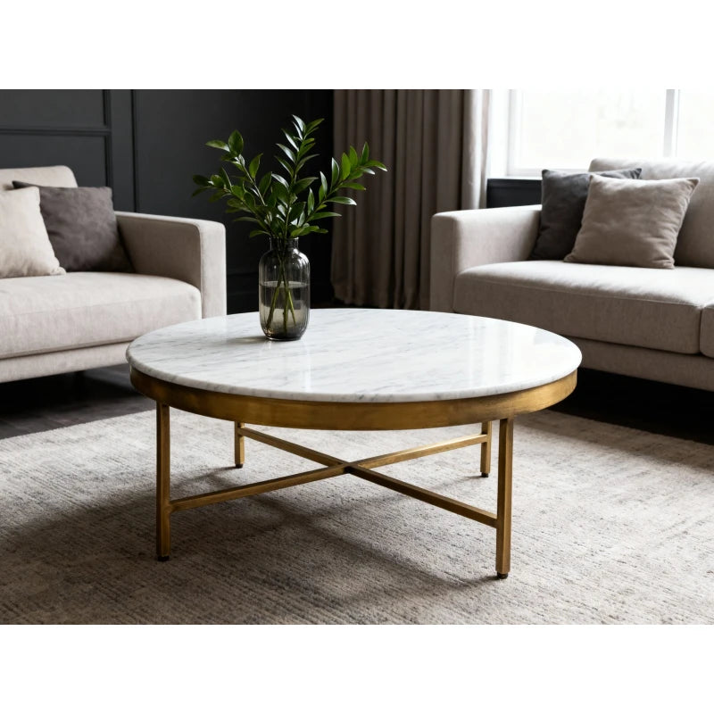 Carlton Marble Top Coffee Table in Ivory