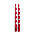 Twist and Glow Set of 2 Red/Dark Red Ribbon 15 3/4" Twist Taper Candles in Gift Box - ABT 12 Hrs./3.59 oz./102g