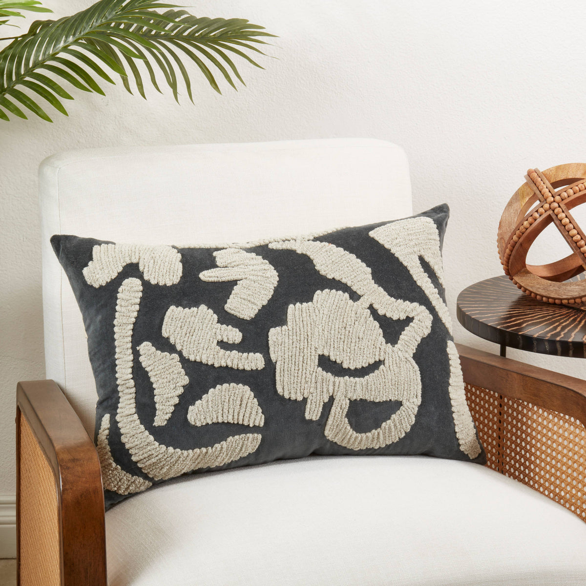 Luxe Embroidered Velvet Throw Pillow