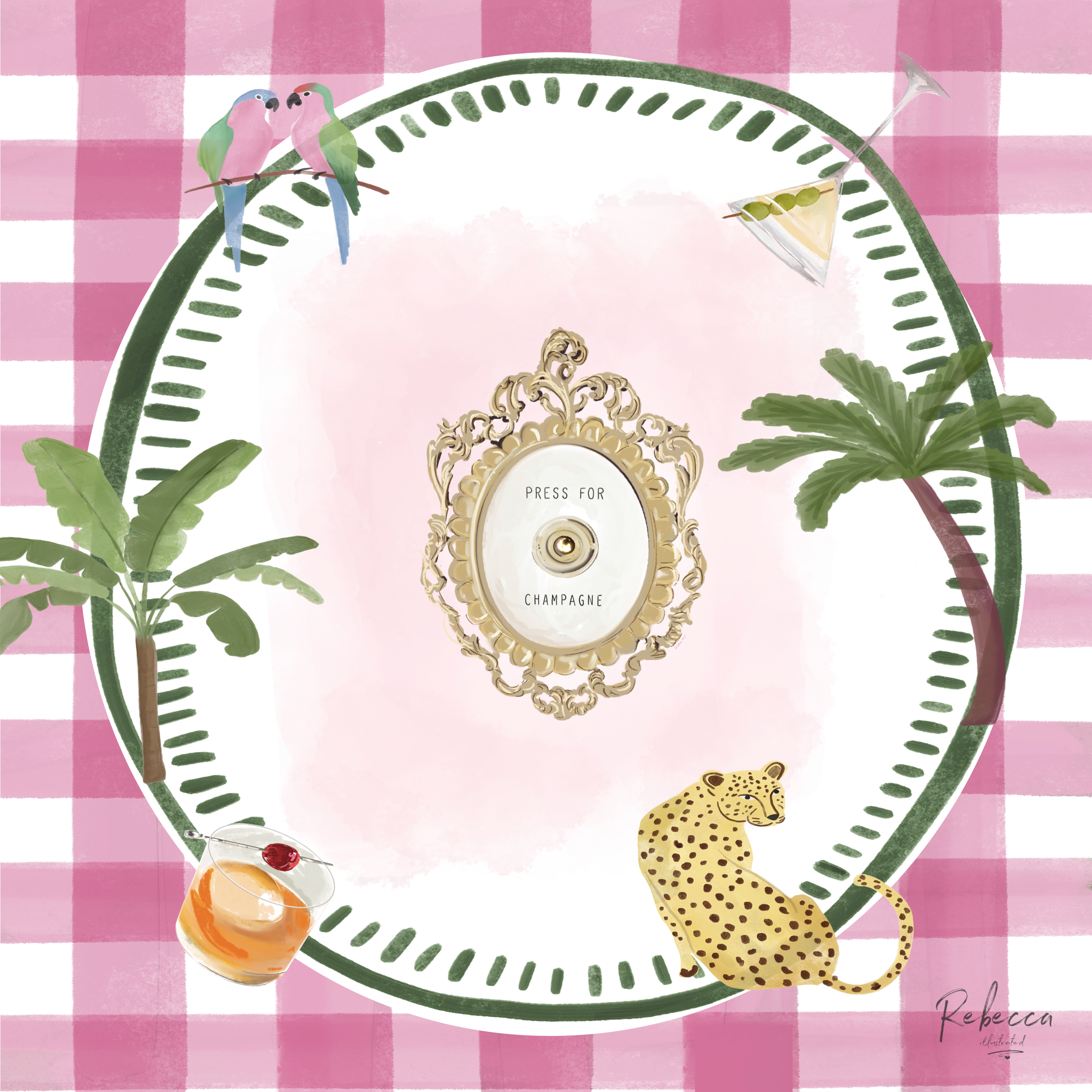 Pink Gingham Mahjong Mat