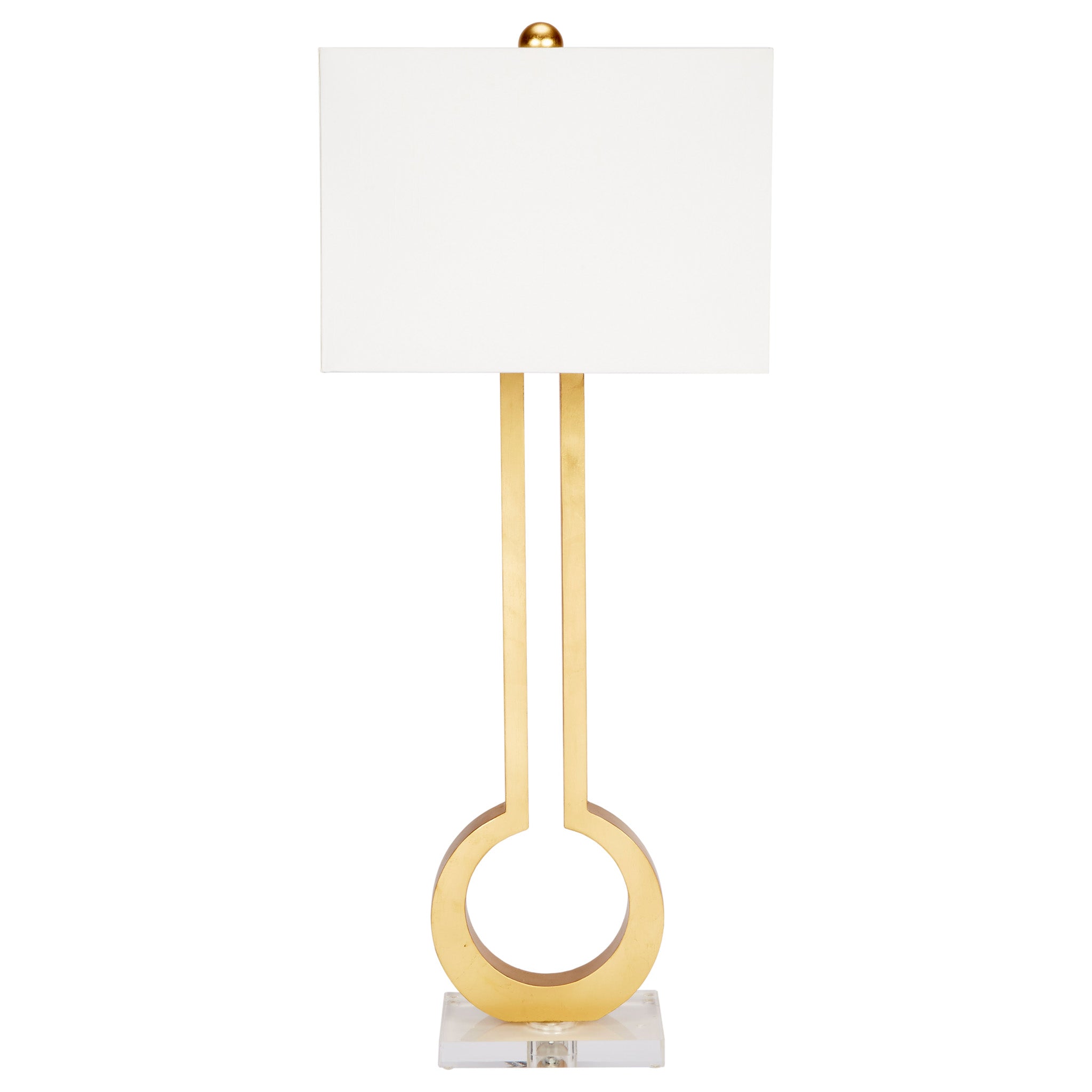 GUTHRIE GOLD LEAF TABLE LAMP WITH WHITE LINEN SHADE