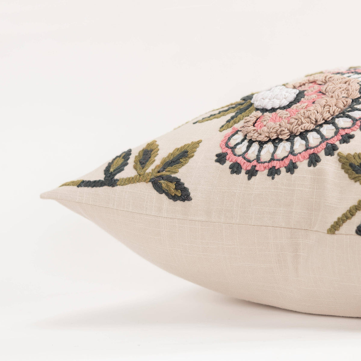 Pink 20"x20" Floral/Botanical Cottage Cotton Throw Pillow