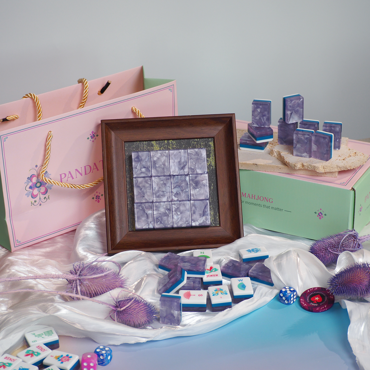 Jade Bloom Mahjong Set - Lavender Cloud 01-02