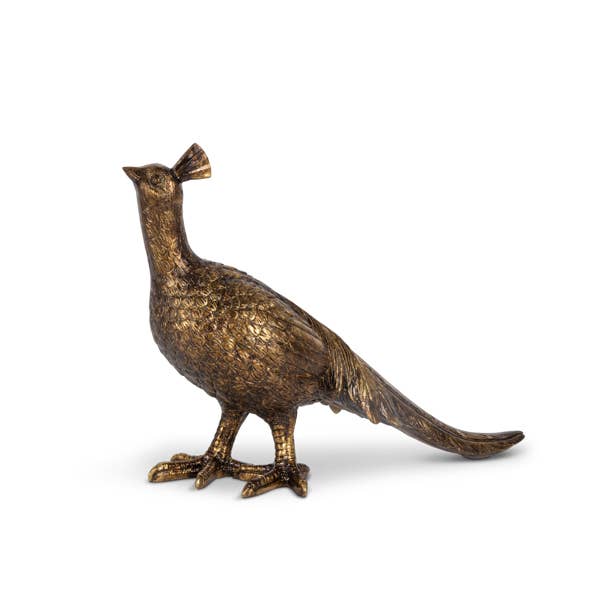 Bronze Resin Tabletop Pheasant, 12.2"L