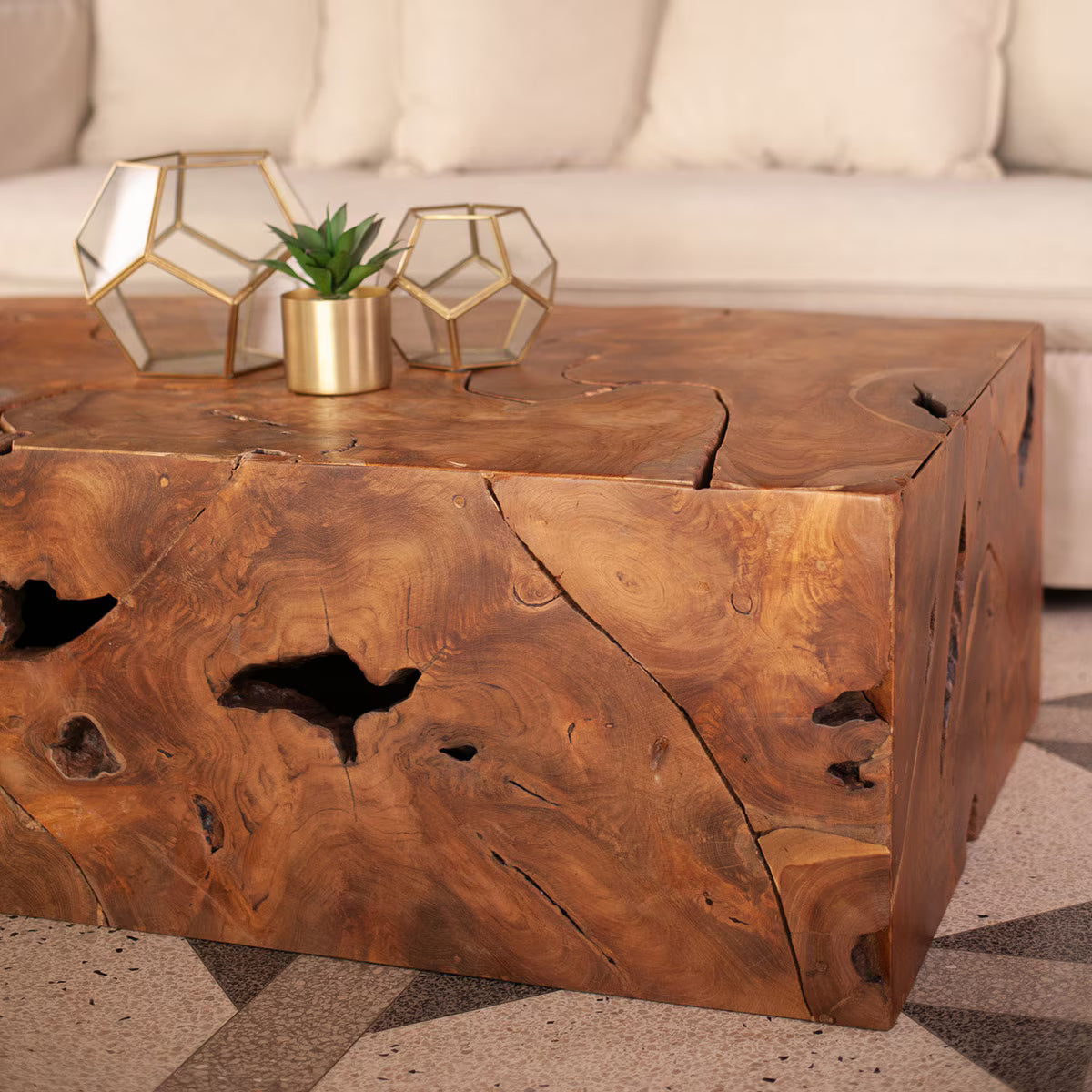 Burl Organic Coffee Table, Medium Brown