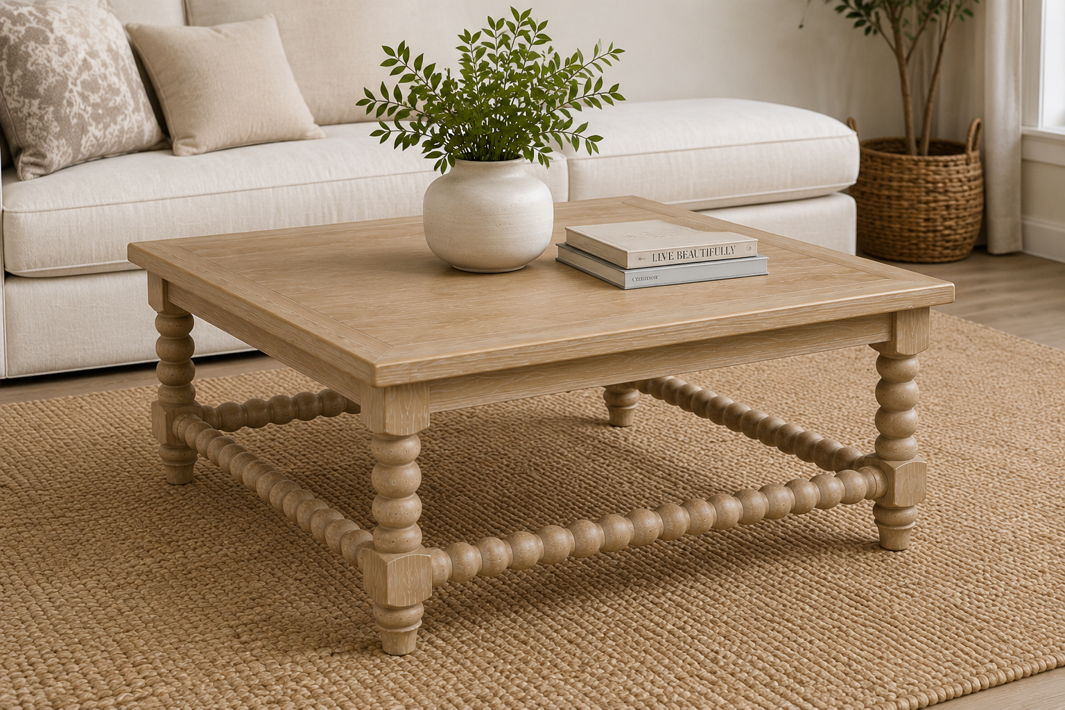 Thurston Square Coffee Table in Light Barnwood