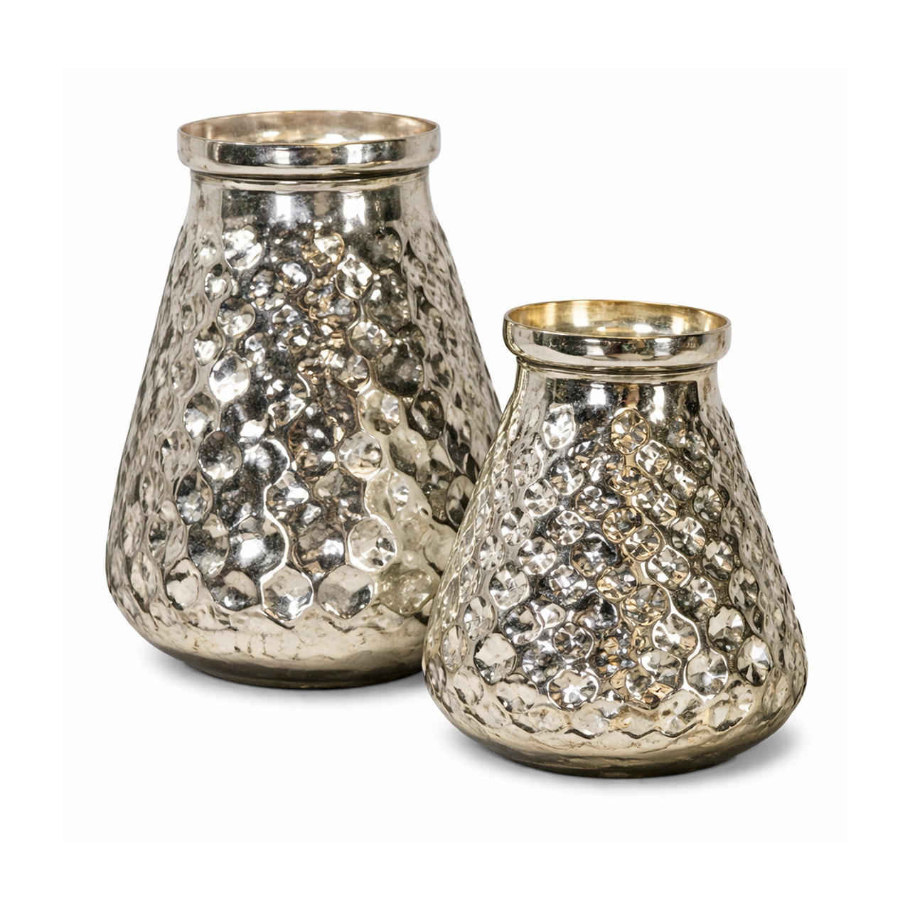 12" TEXTURED ACCENT VASE SET  SMOKE GLASS