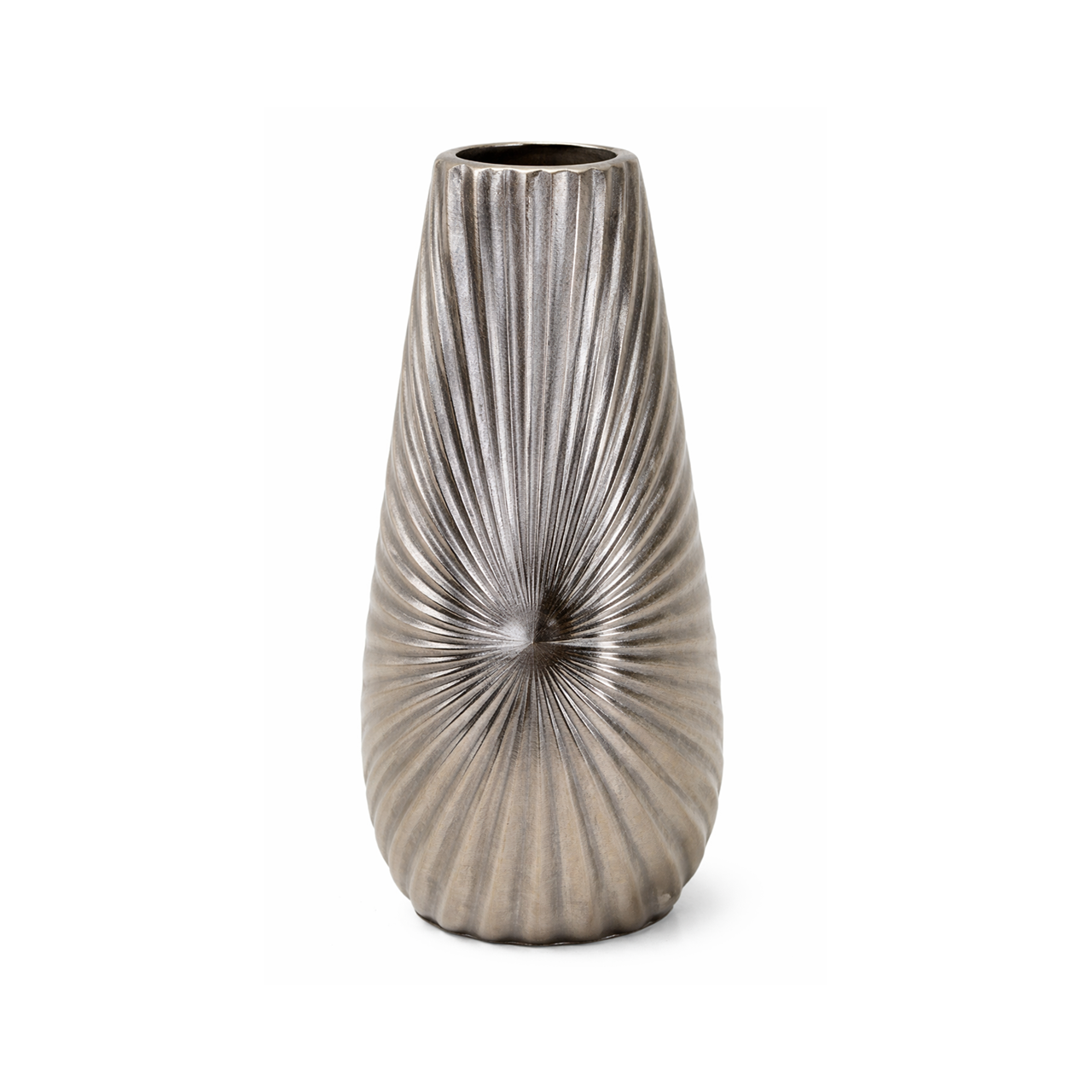 16" ALUMINUM OVAL VASE  PEWTER