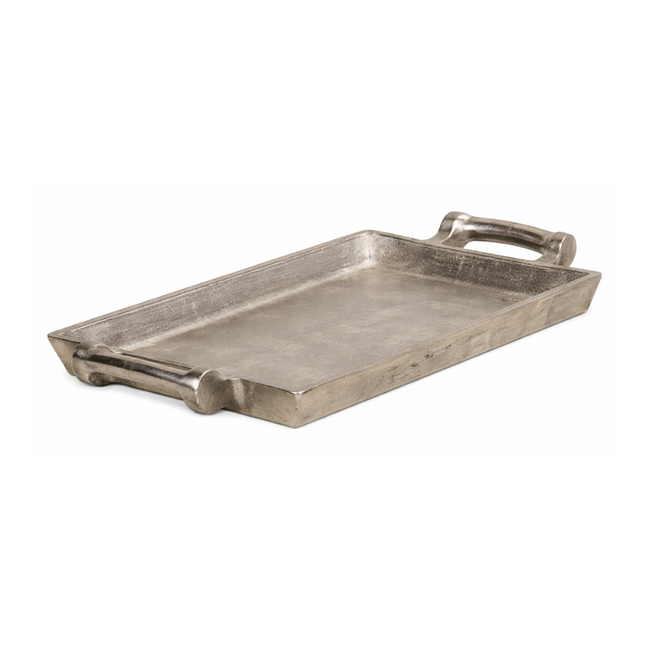 10" ALUMINUM SERVING TRAY  PEWTER