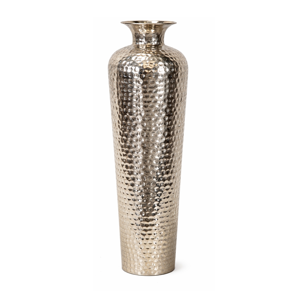 16" HAMMERED METAL VASE  SILVER
