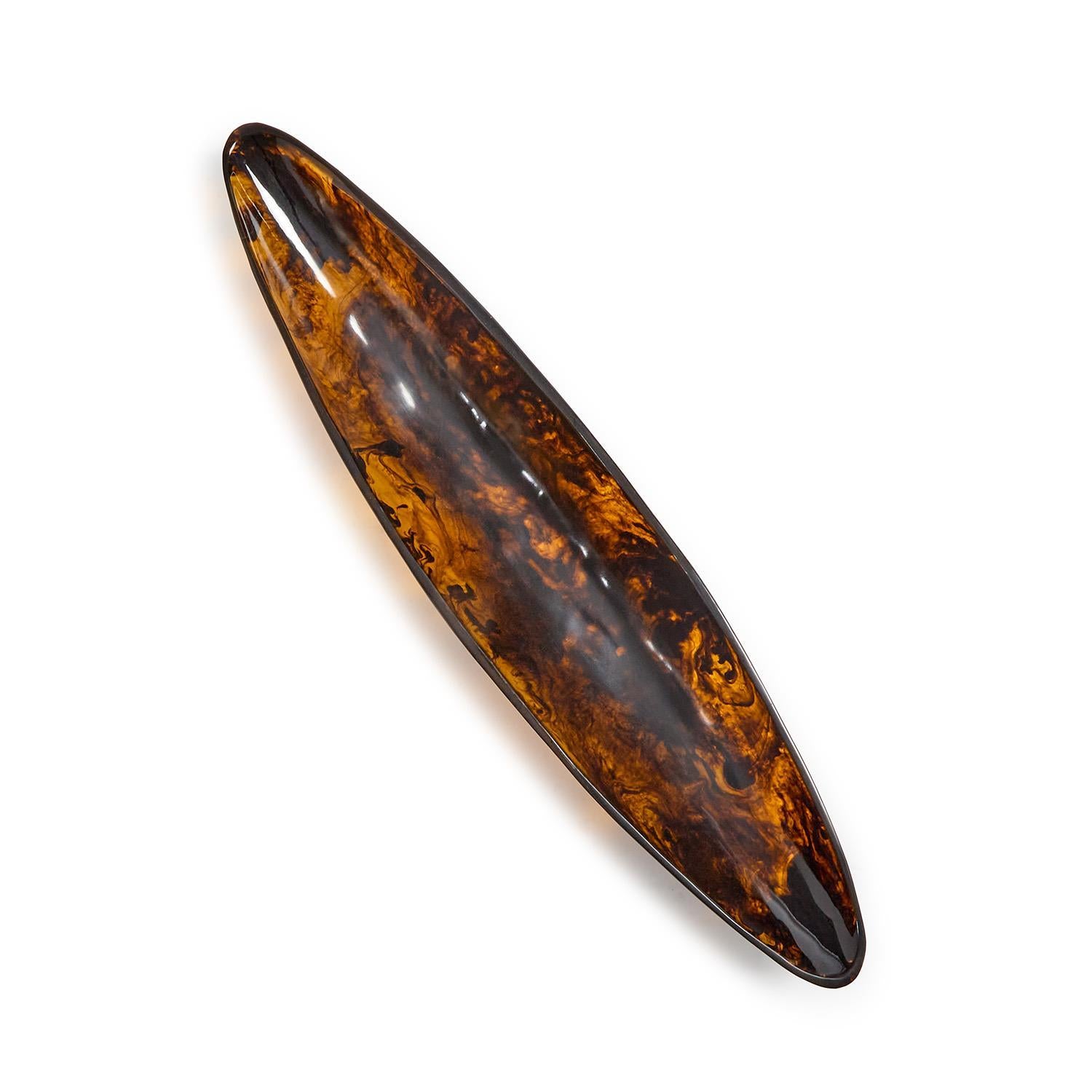 30" Archipelago Tortoise Brown Marbleized Ellipse Shaped Bowl (food safe)
