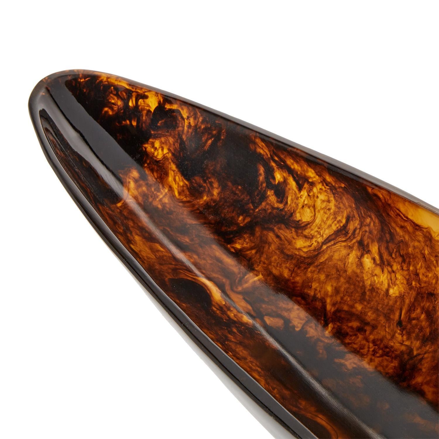 30" Archipelago Tortoise Brown Marbleized Ellipse Shaped Bowl (food safe)