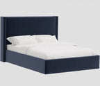 King Blue Velvet Bed and Mattress