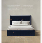 King Blue Velvet Bed and Mattress