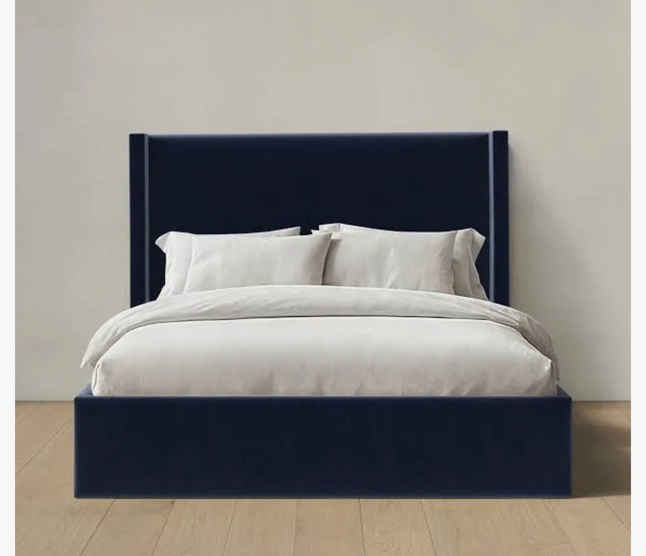 King Blue Velvet Bed and Mattress