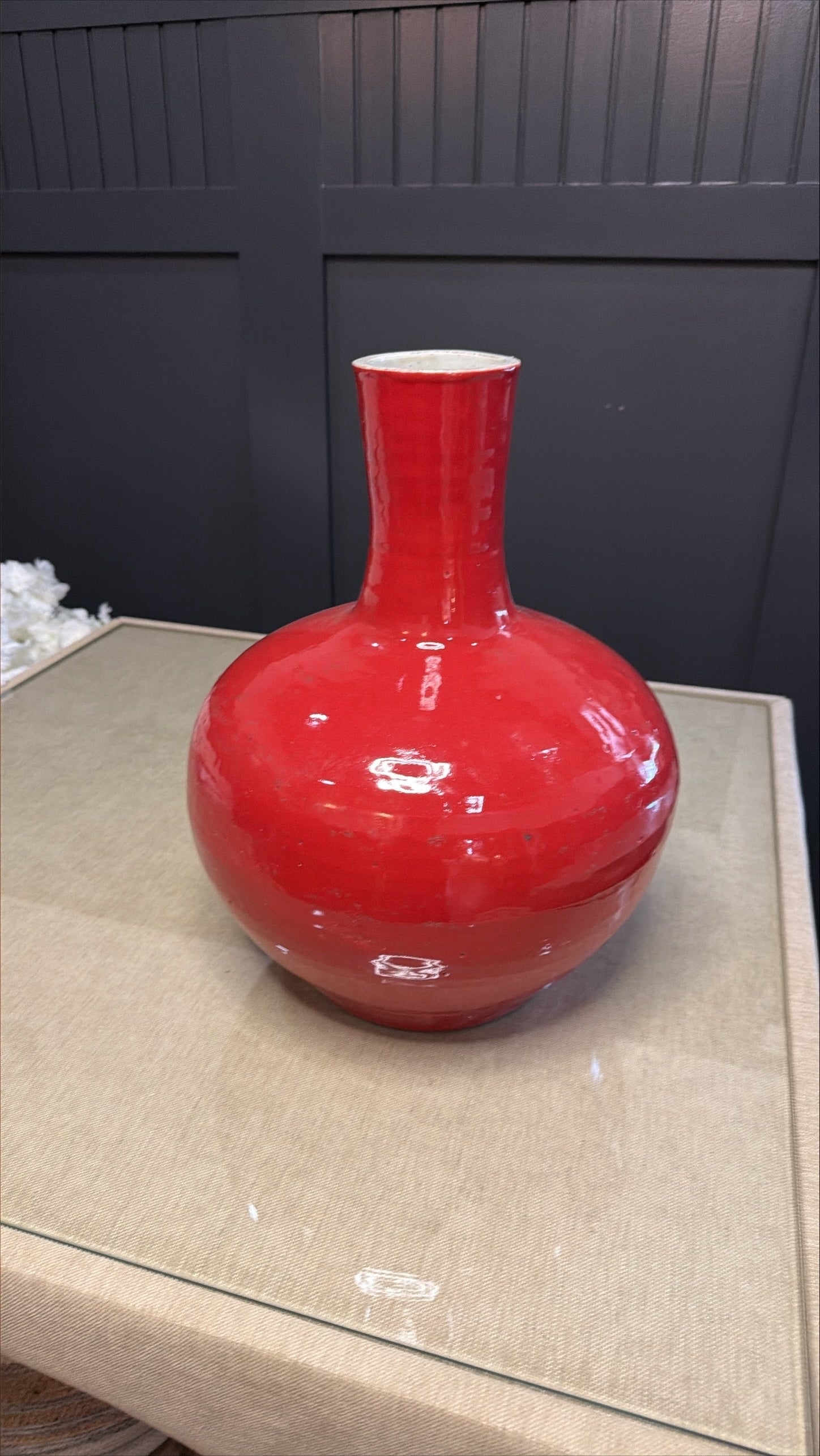 Barclay Butera Scarlet Red Globular Vase