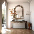 Jerri Wood Framed Arch Window Wall Mirror, Farmhouse Decor Accent