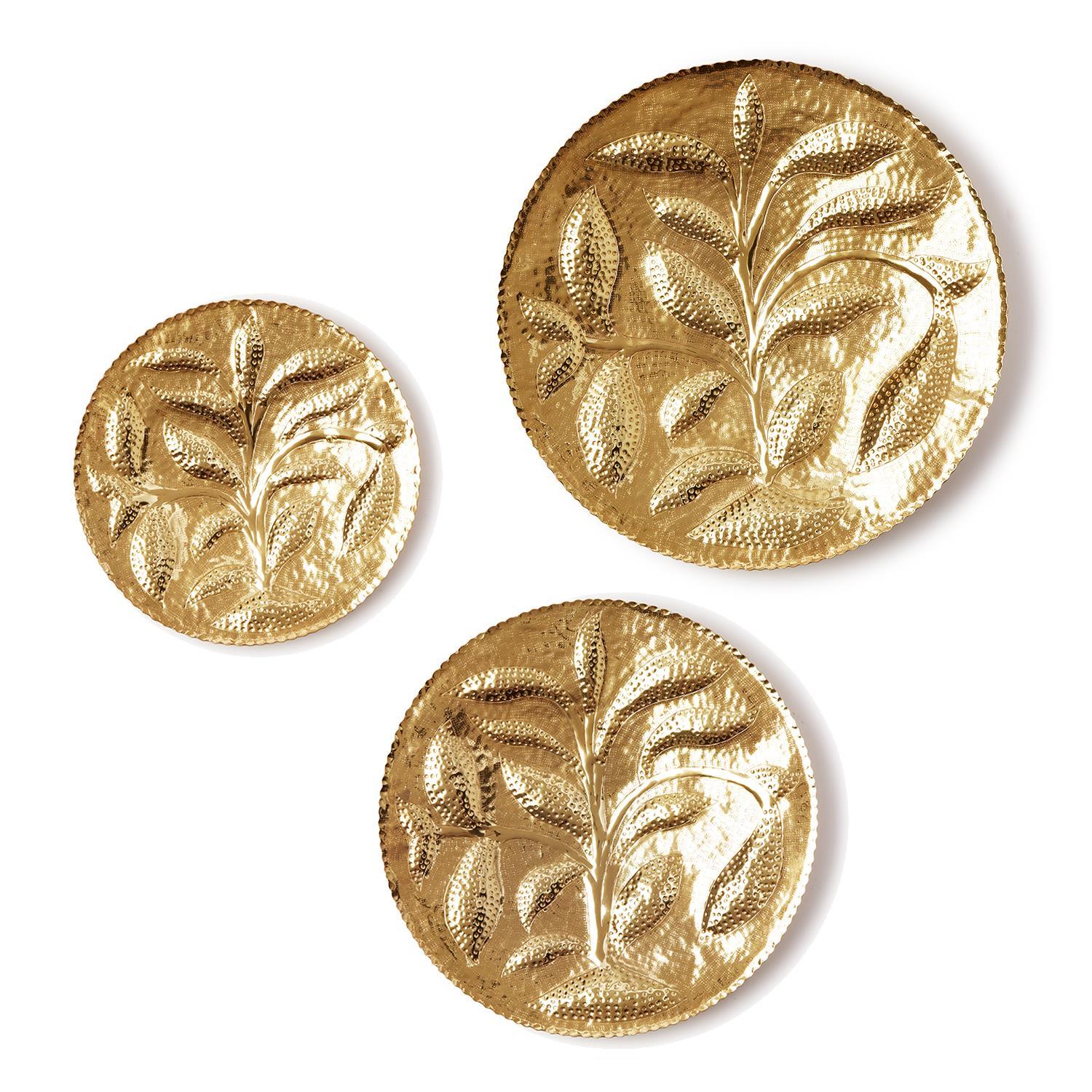 Golden Hammered Trays - Set of 3