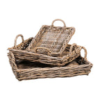 Mona Rectangular Rattan Tray Set