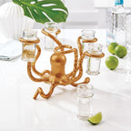 Golden Bronze Octopus Shot Glass Holder (includes 6 shot glasses)