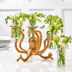 Golden Bronze Octopus Shot Glass Holder (includes 6 shot glasses)