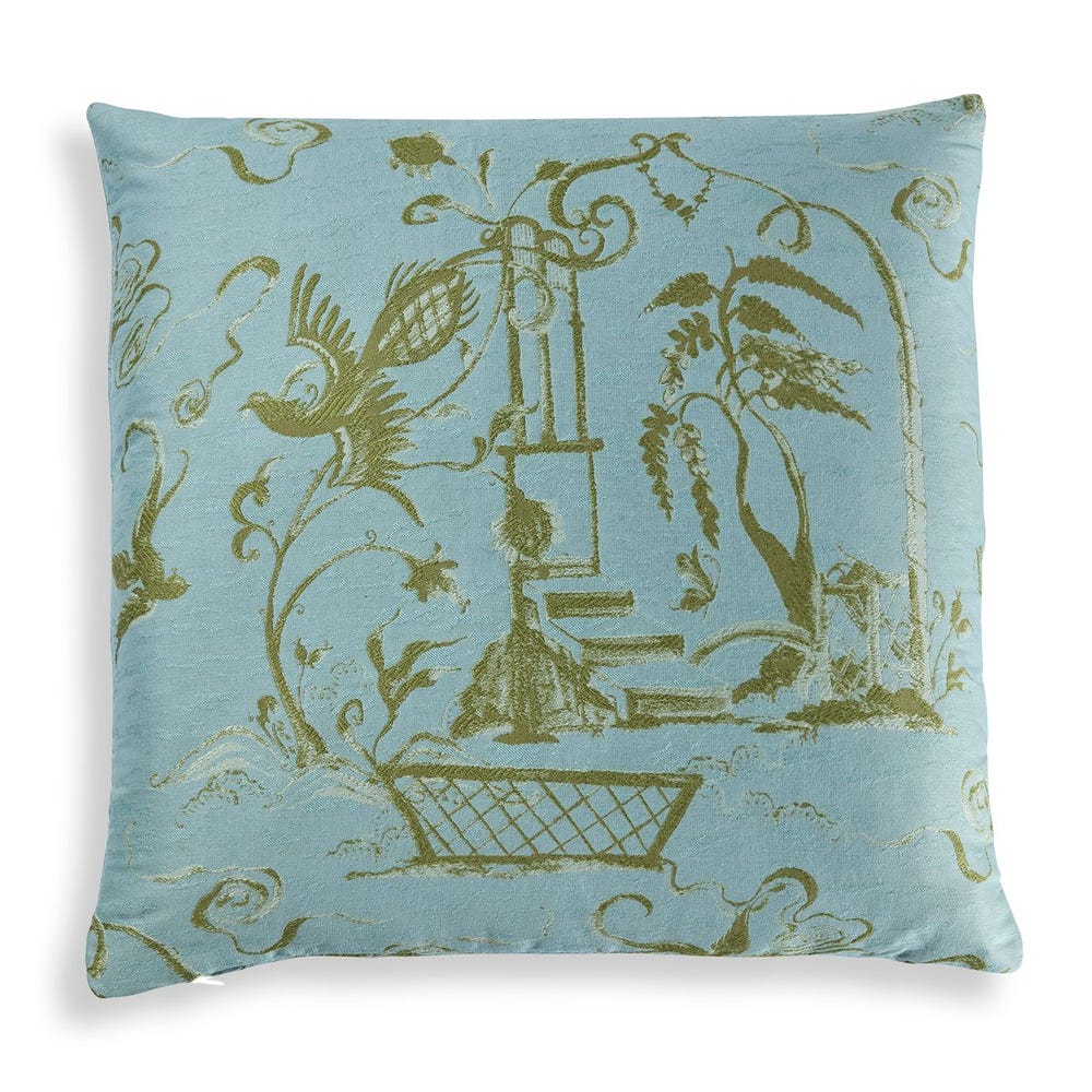 Vintage Folly Pillow - Sky/Olive