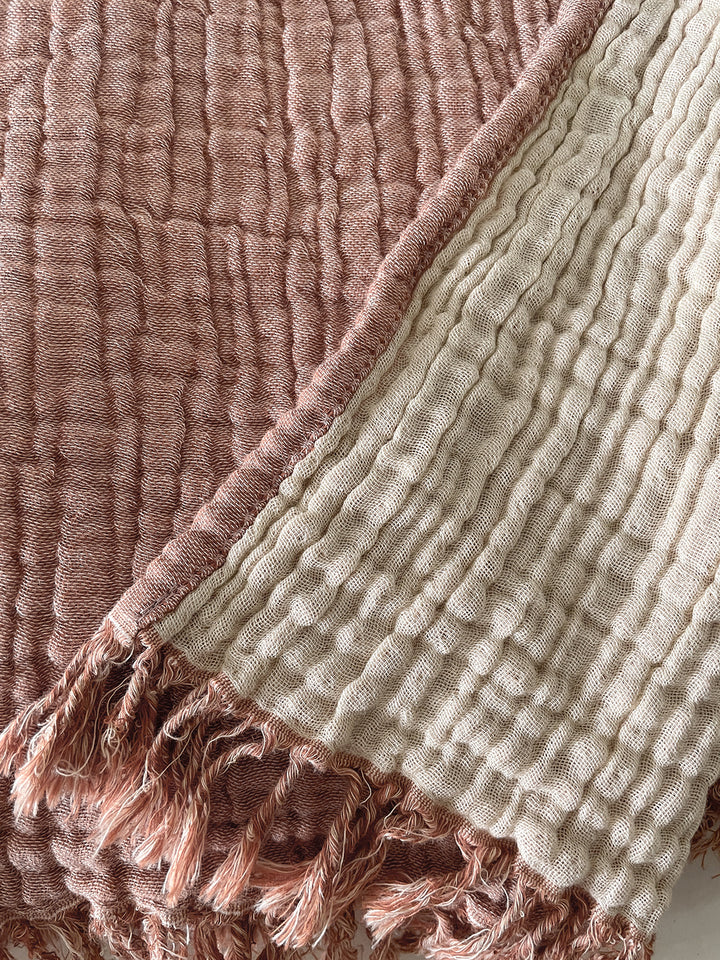 Terracotta Turkish Cotton Gauze Cuddle Throw
