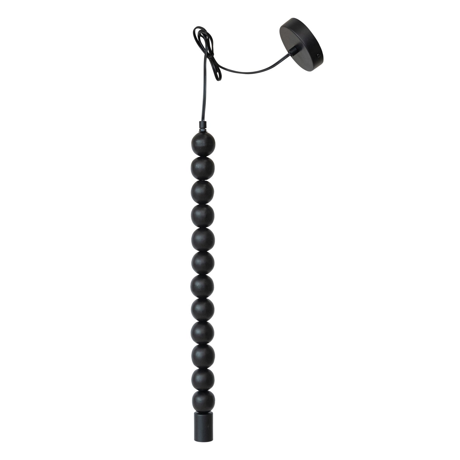 Mango Wood Ball Drop Pendant Lamp, 6' Cord, Black (Hardwire Only)