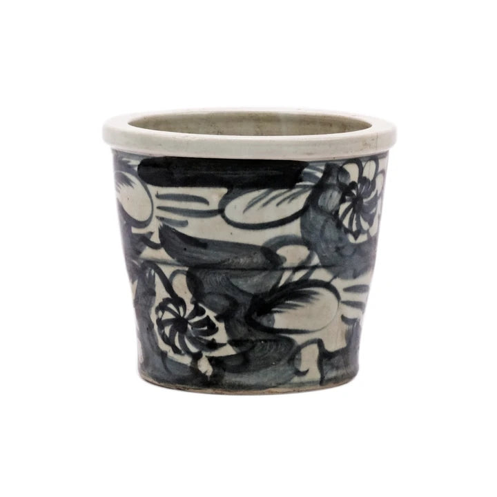 Black Silla Orchid Pot Twisted Flower
