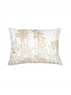 Beige Wildlife Toile Linen Pillow 14x20 with Down Insert
