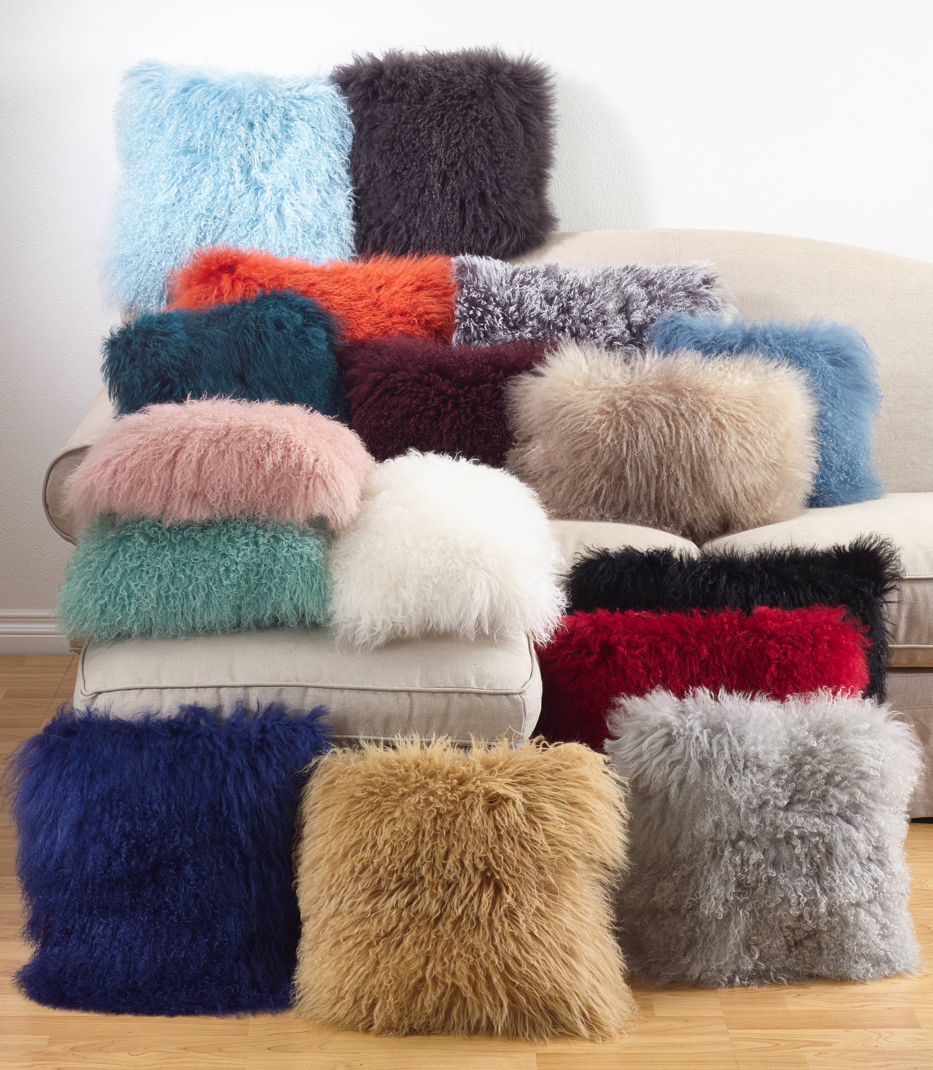 Mongolian Lamb Fur Pillow - Poly Filled