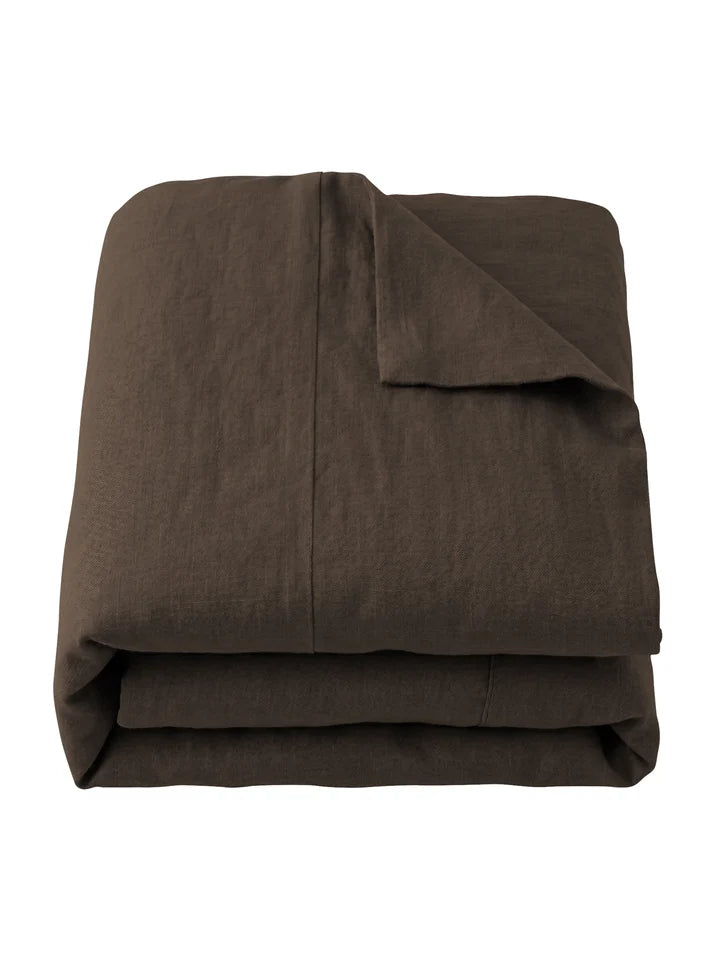 Cocoa Brown Signature Seam Linen Duvet Cover- King