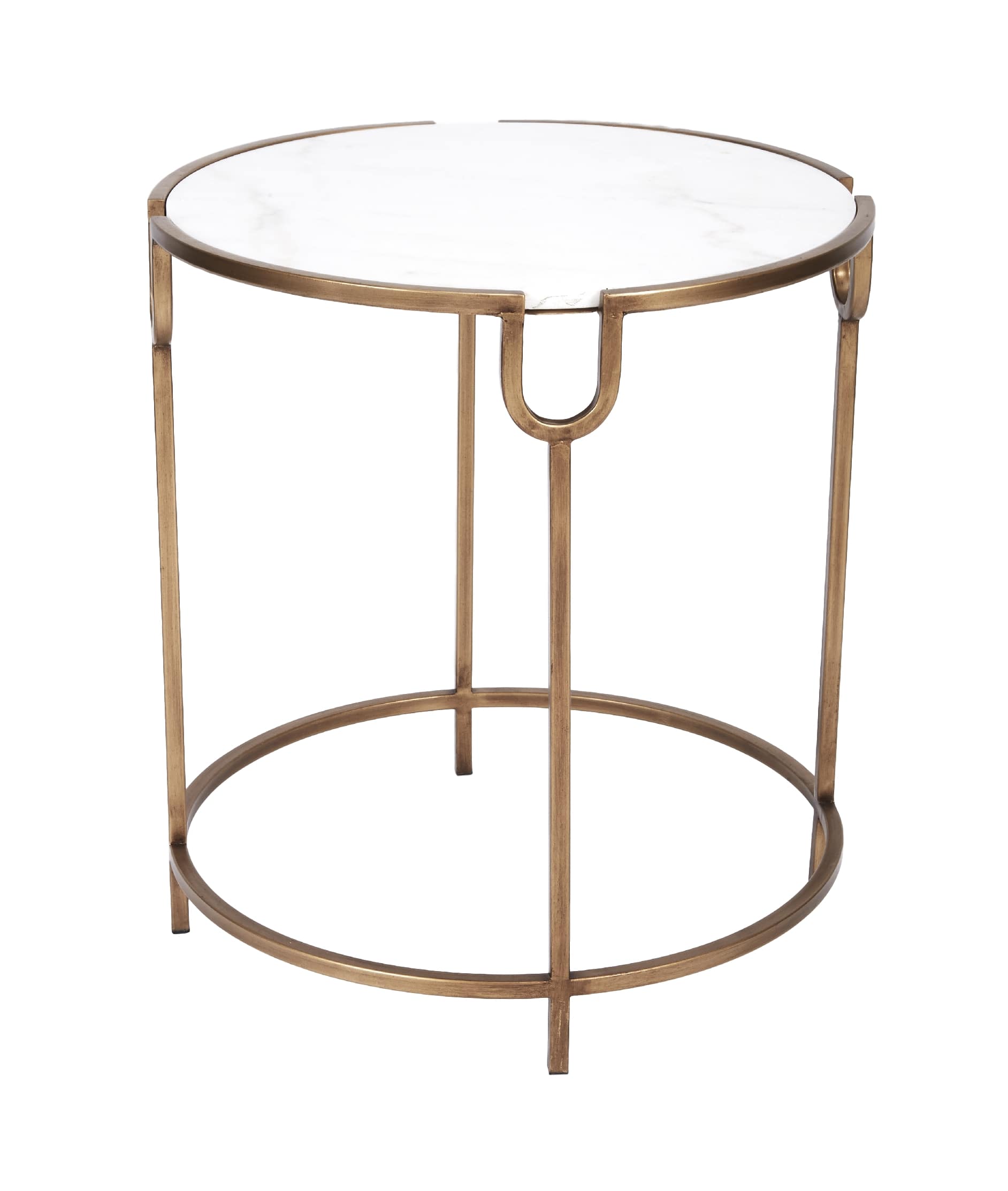 BETHANY GOLD ACCENT TABLE WITH WHITE MARBLE TOP